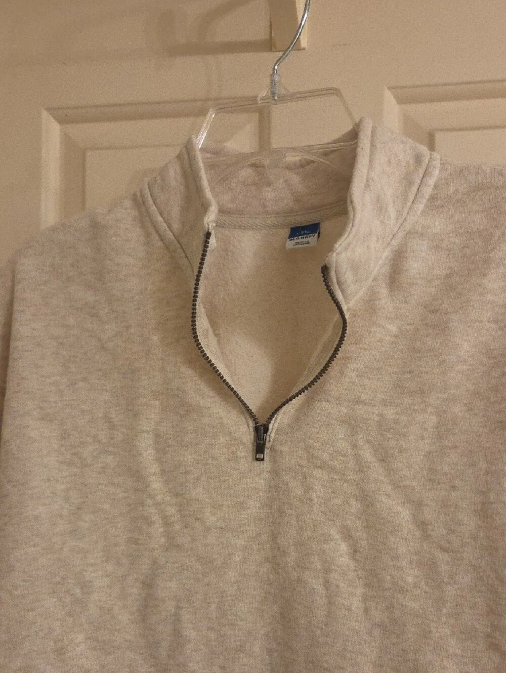 Girls Old Navy Cream Quarter-Zip Cowl Pullover Crop Fleece